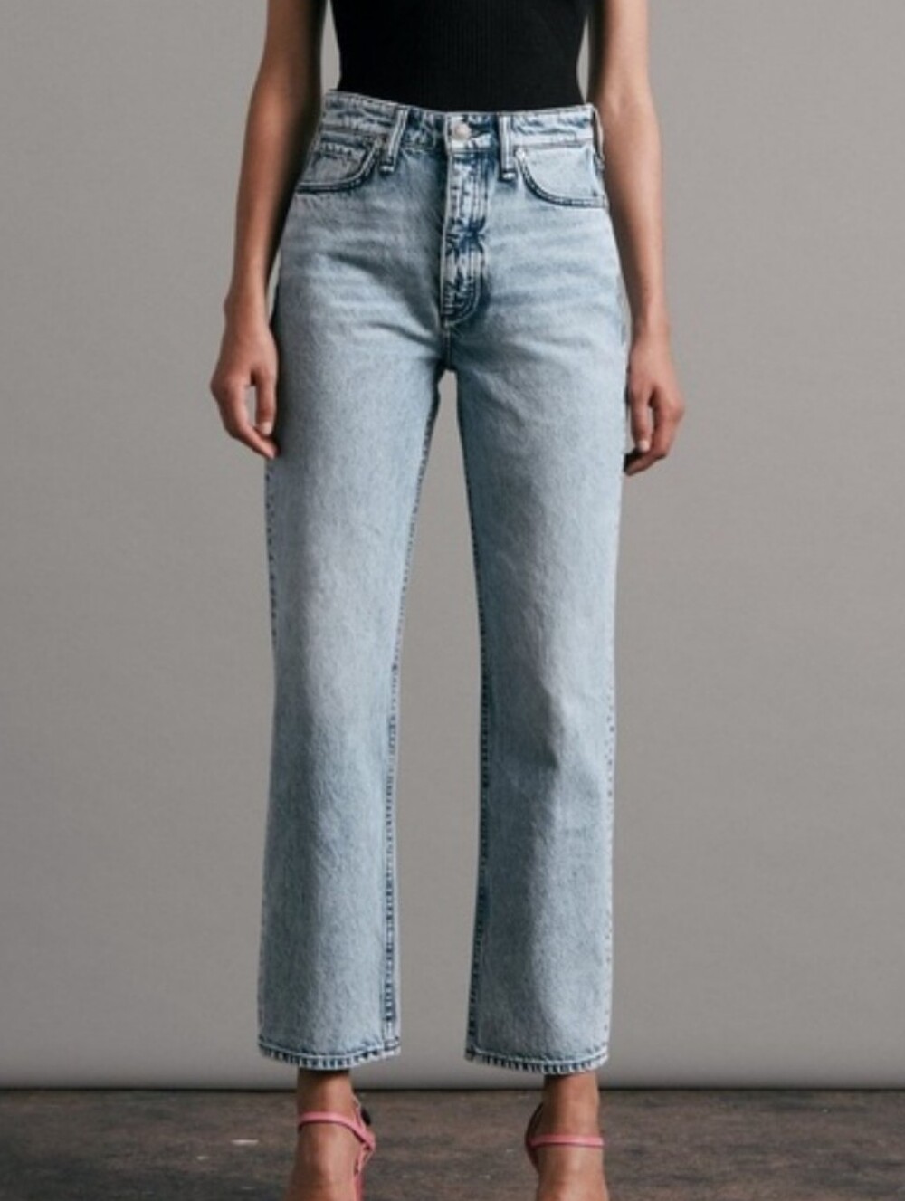 rag & bone Alex High-Rise Ankle Straight Light Wash Button-fly Jeans Size 24